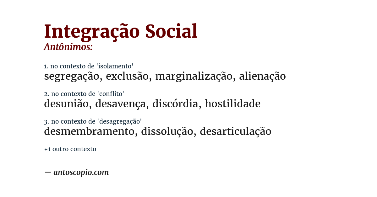 Antônimo de integração social