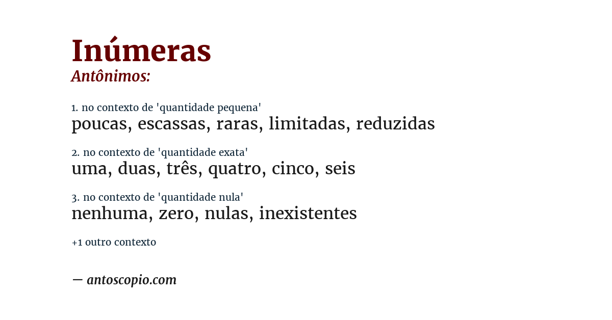 Antônimo de inúmeras