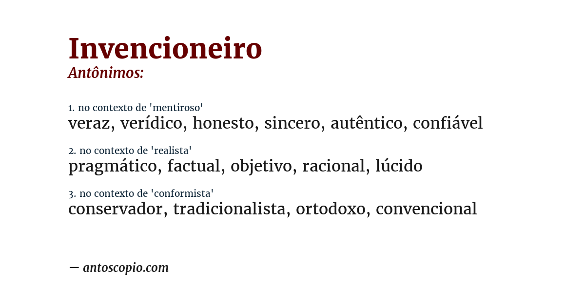Antônimo de invencioneiro