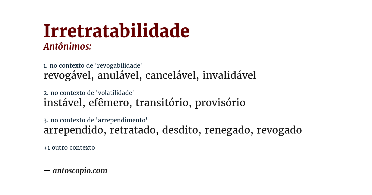 Antônimo de irretratabilidade
