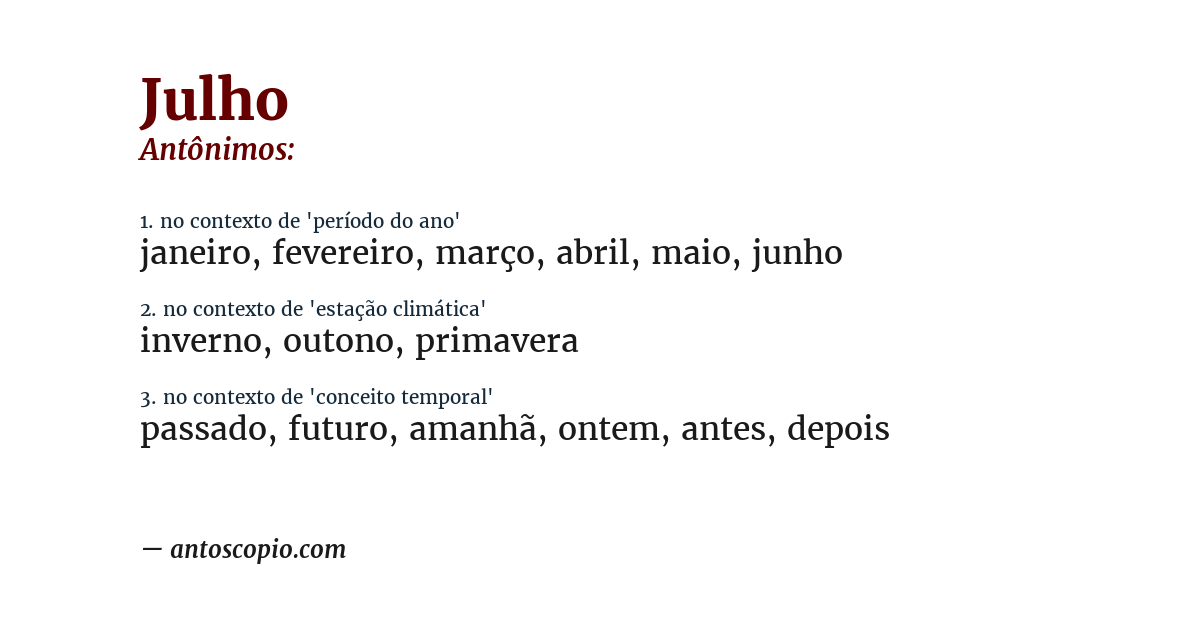 Antônimo de julho