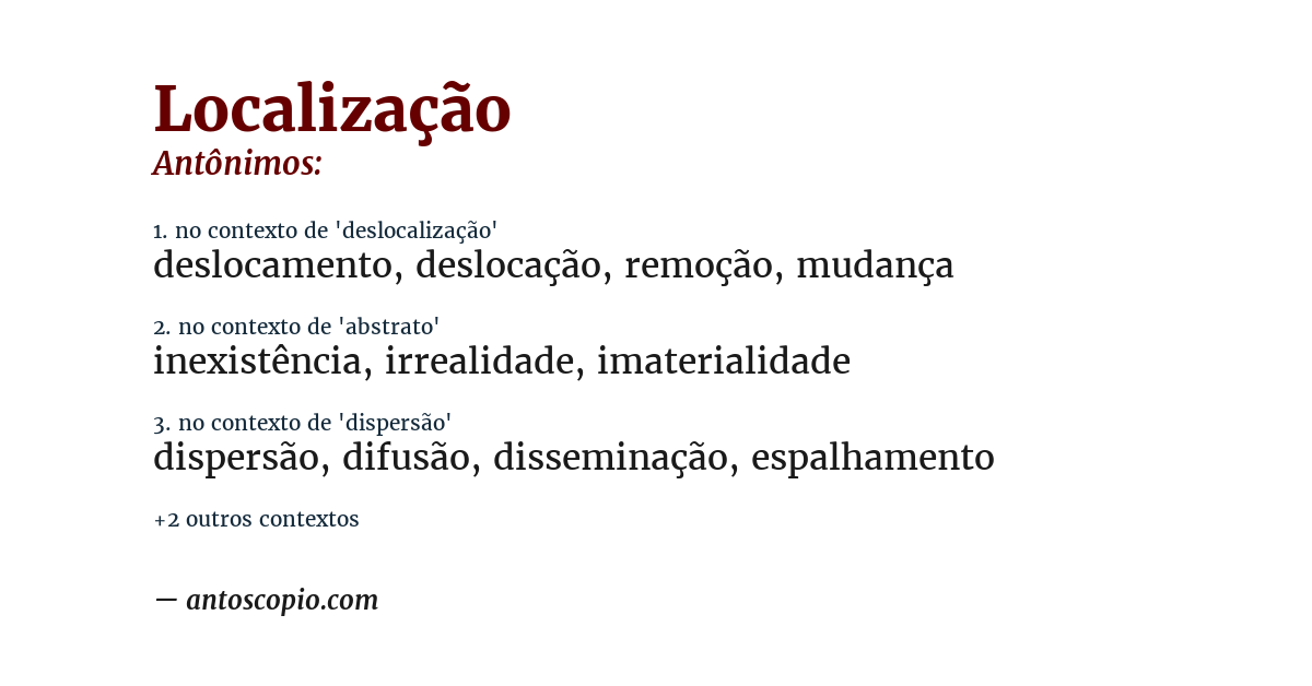 Antônimo de localização