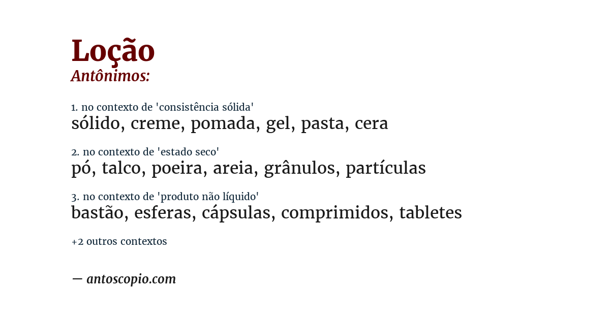 Antônimo de loção