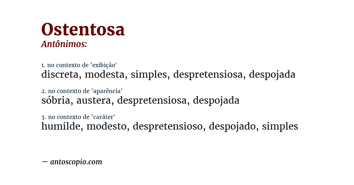 Antônimo de ostentosa