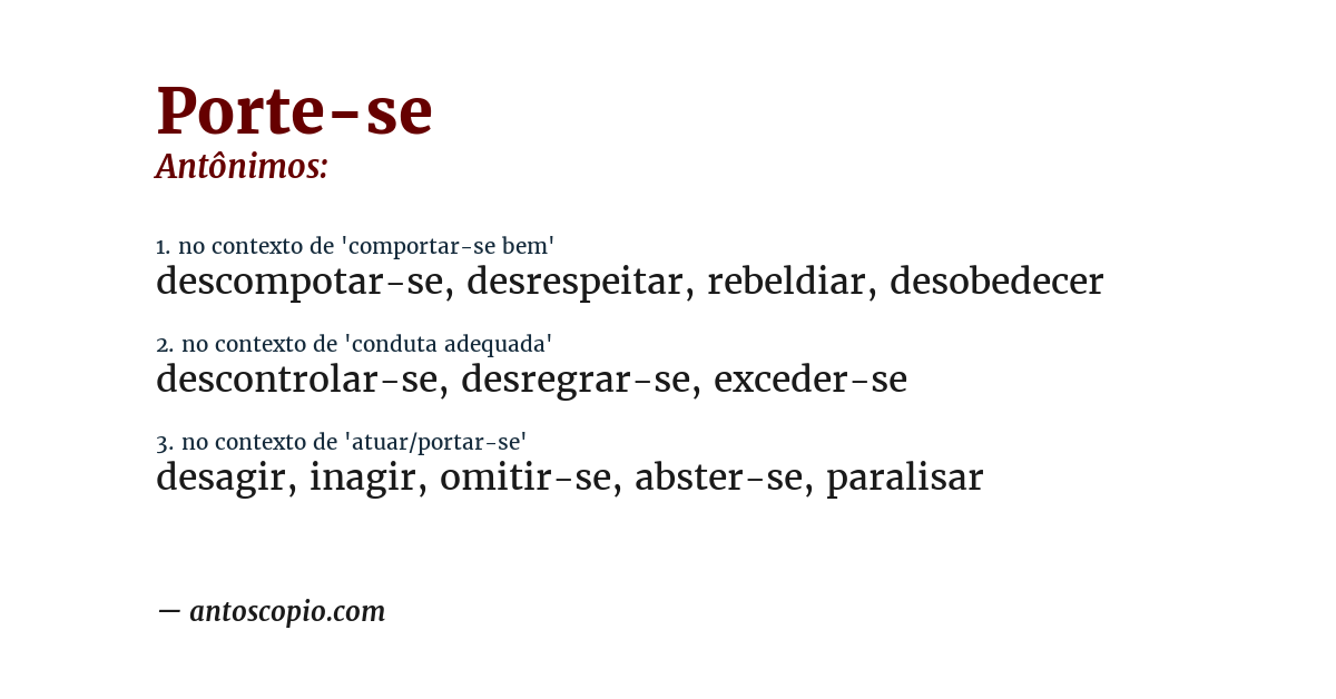 Antônimo de porte-se