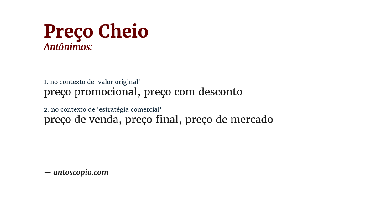 Antônimo de preço cheio