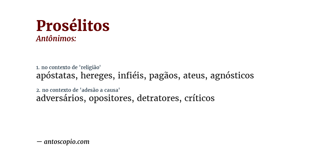 Antônimo de prosélitos