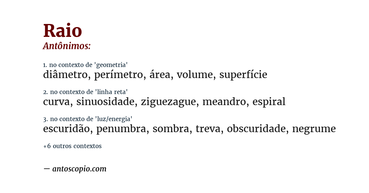Antônimo de raio