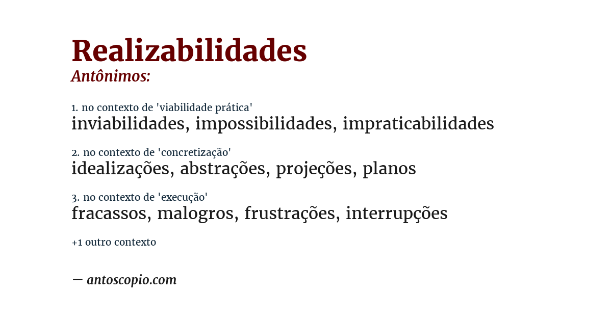 Antônimo de realizabilidades