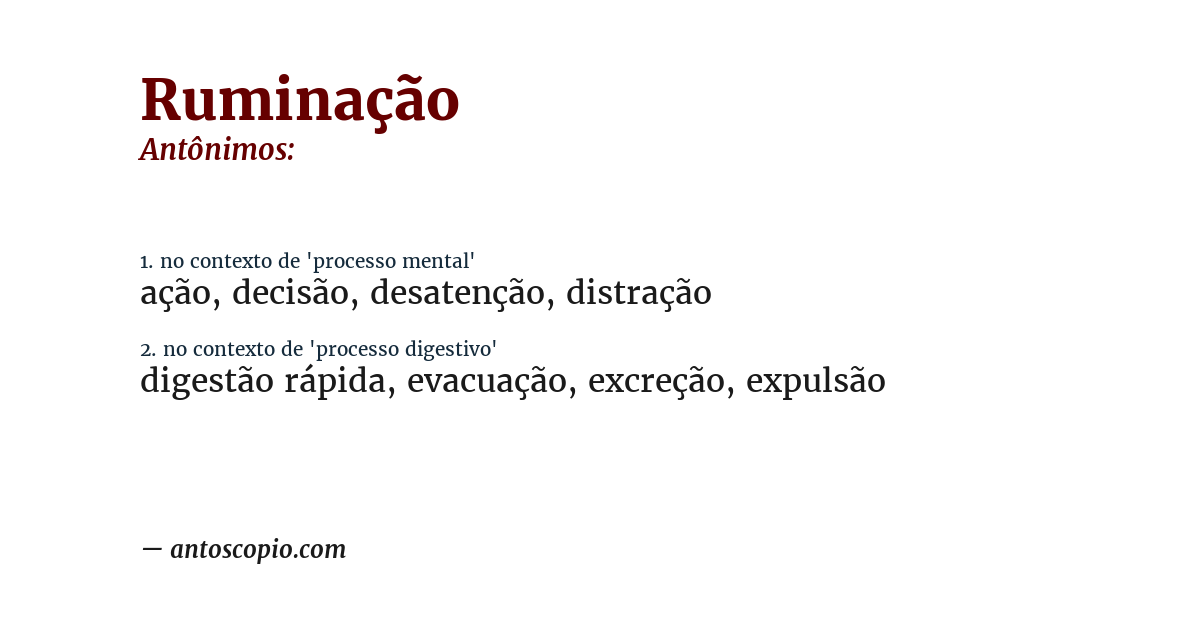 Antônimo de ruminação