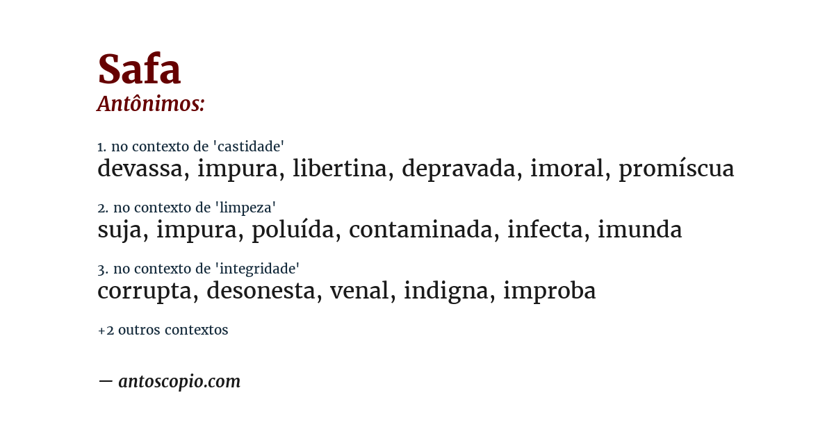 Antônimo de safa