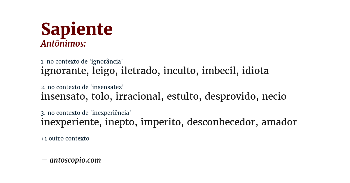 Antônimo de sapiente