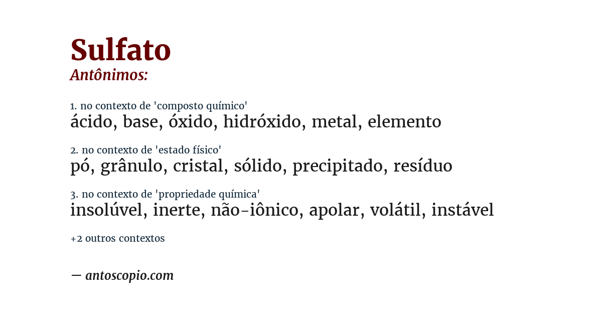Antônimo de sulfato