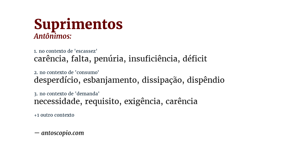 Antônimo de suprimentos