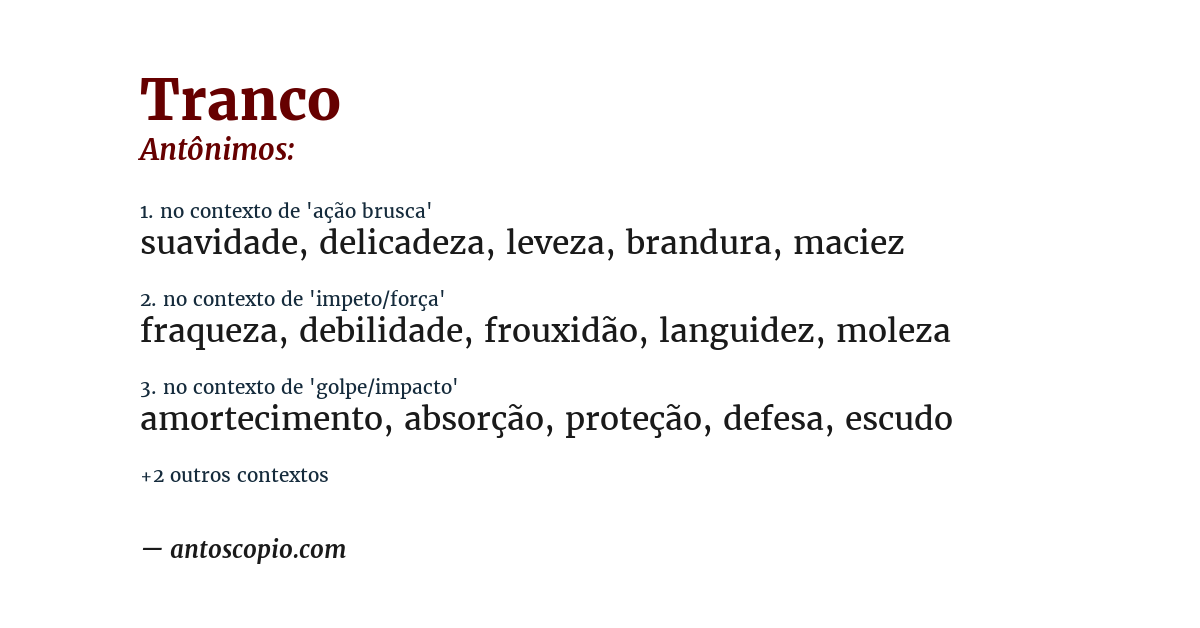 Antônimo de tranco