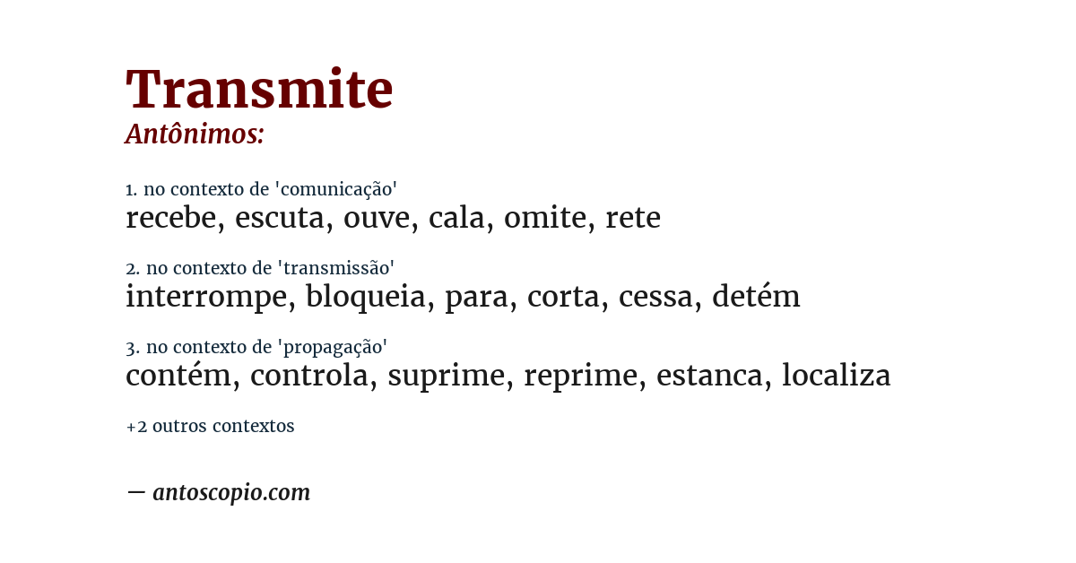 Antônimo de transmite