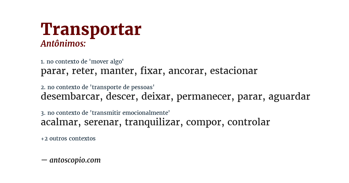 Antônimo de transportar