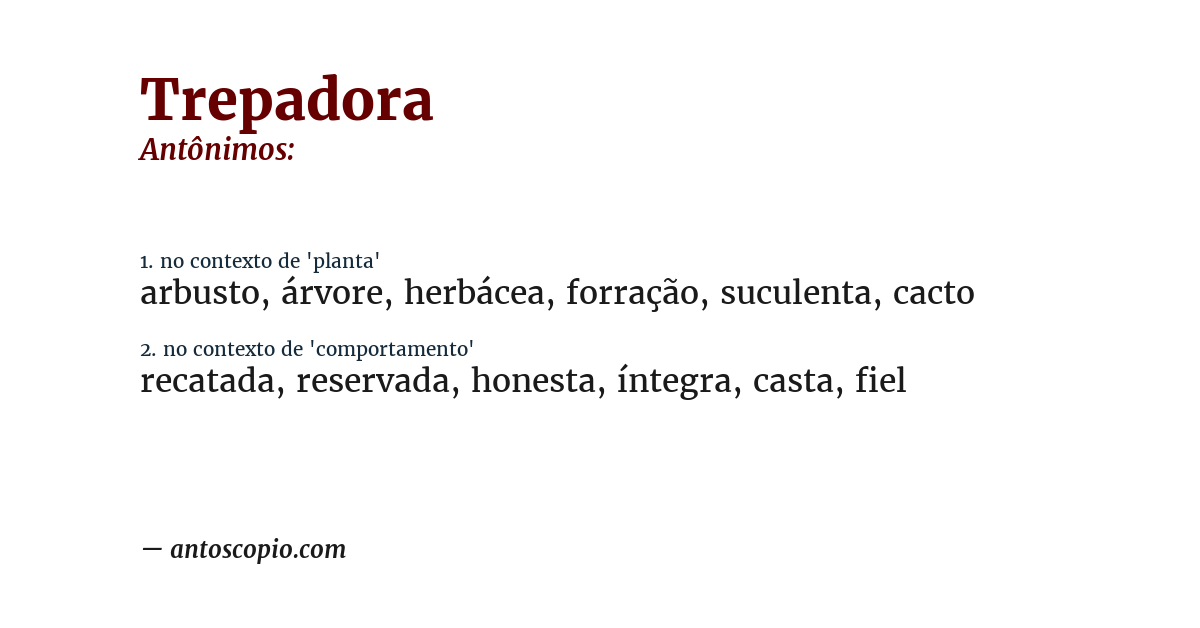 Antônimo de trepadora