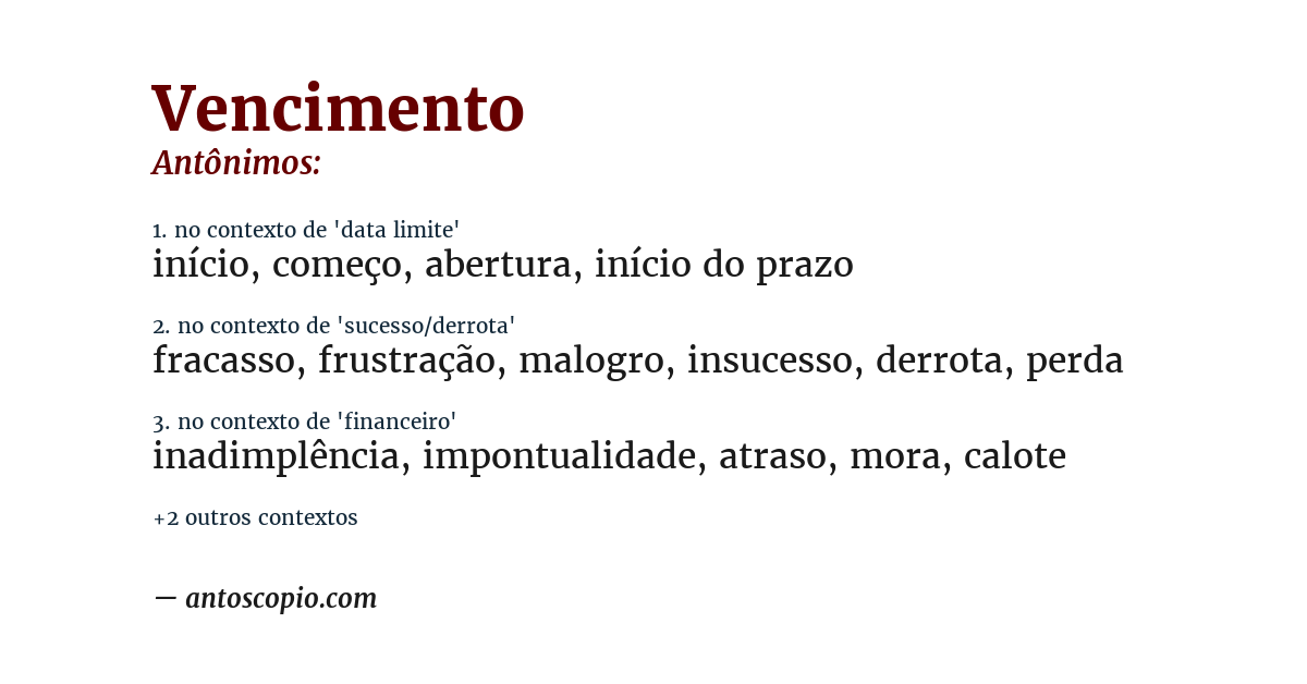Antônimo de vencimento