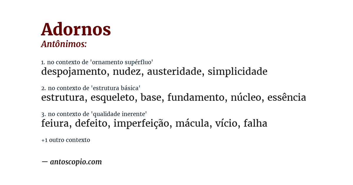 Antônimo de adornos