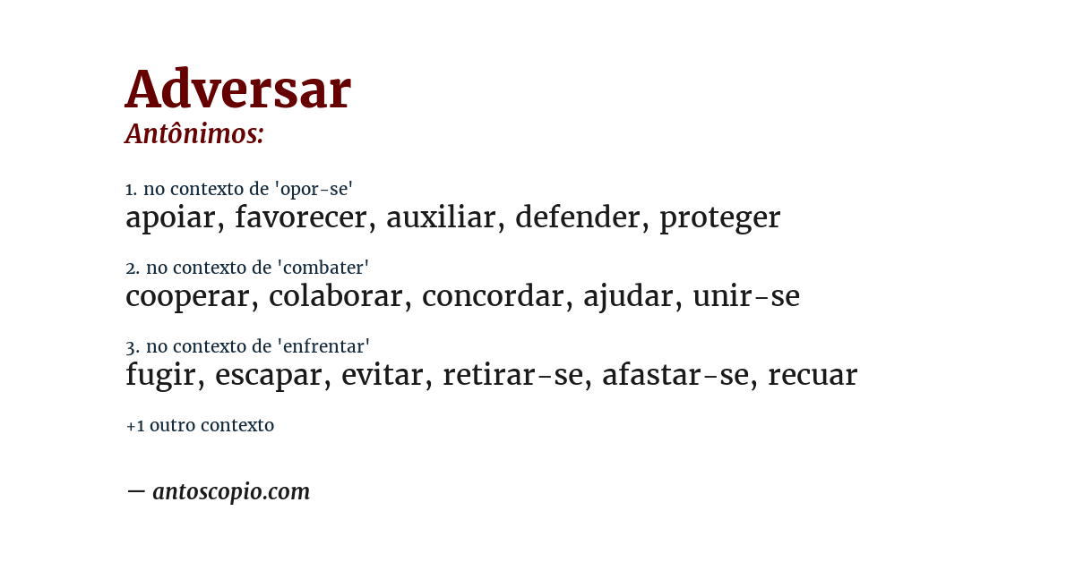 Antônimo de adversar