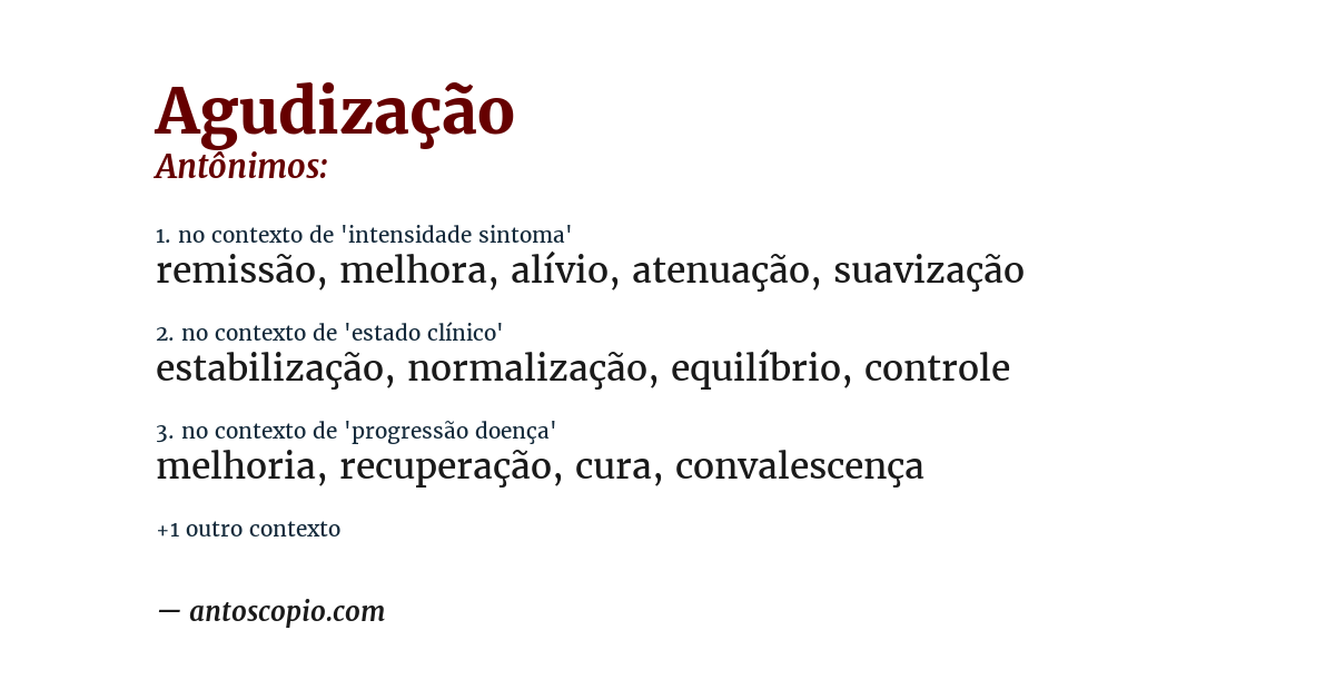 Antônimo de agudização