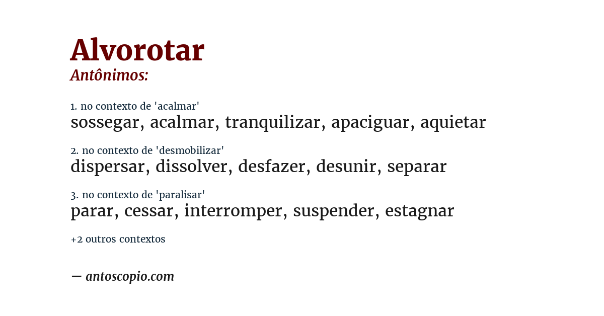 Antônimo de alvorotar