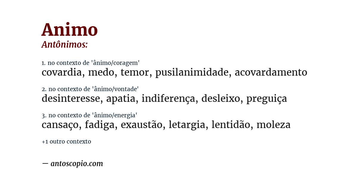 Antônimo de animo
