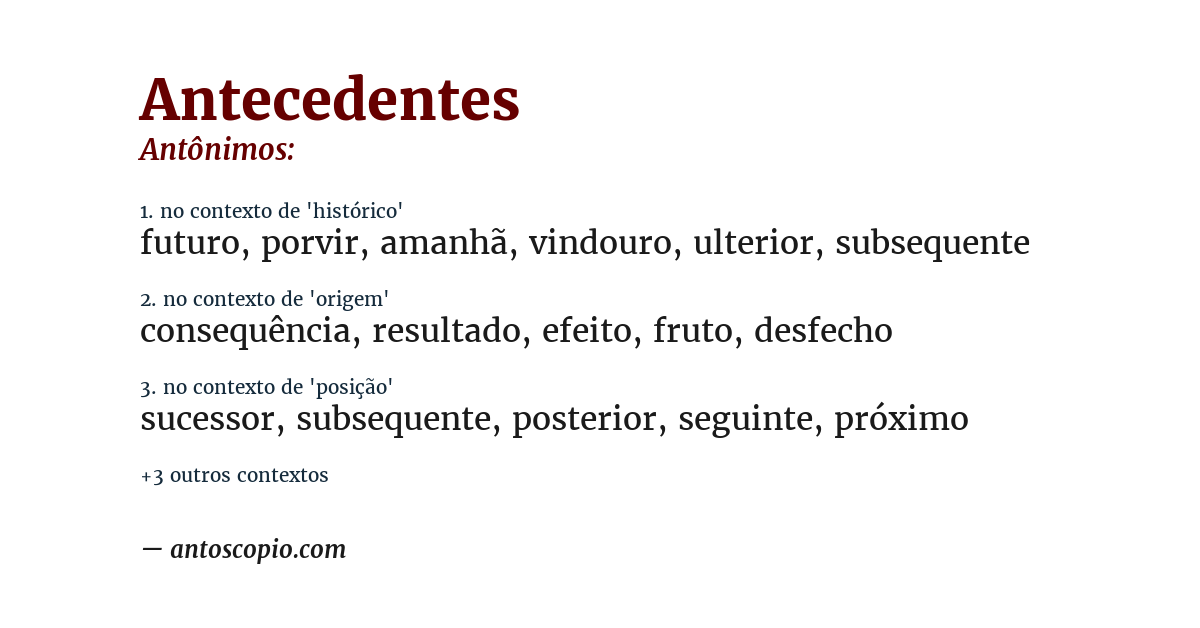 Antônimo de antecedentes