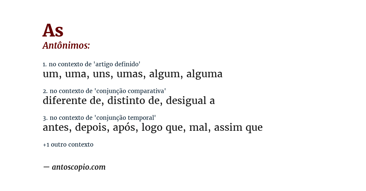 Antônimo de as