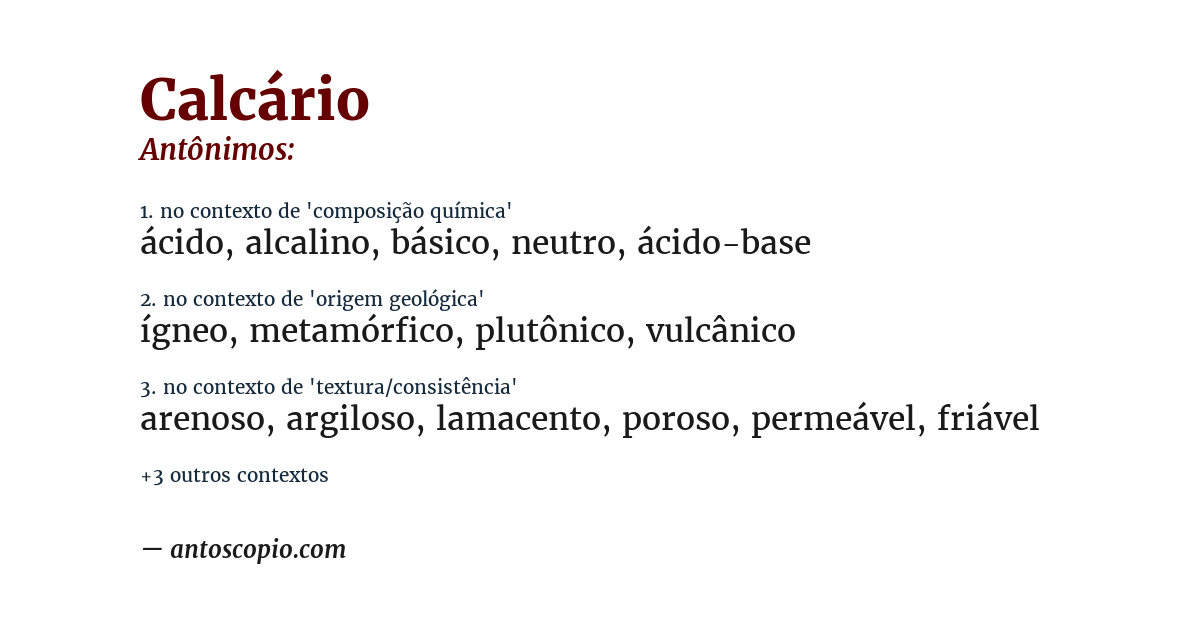 Antônimo de calcário