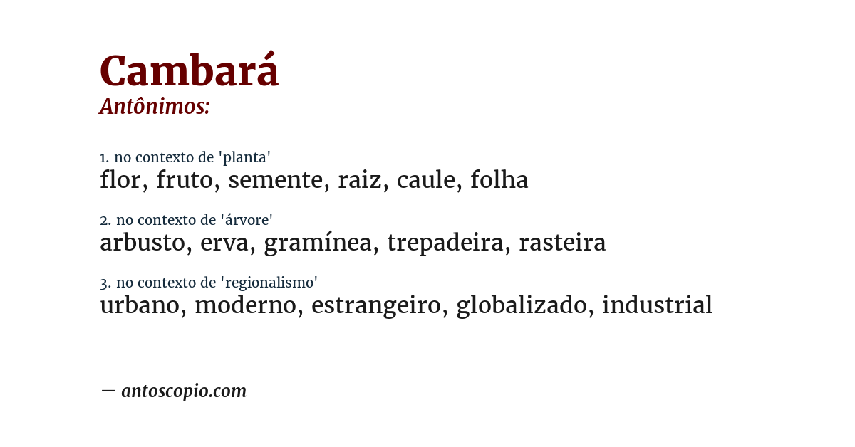 Antônimo de cambará
