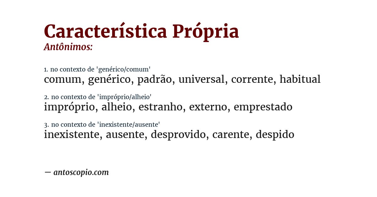 Antônimo de característica própria