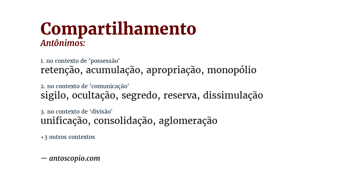 Antônimo de compartilhamento
