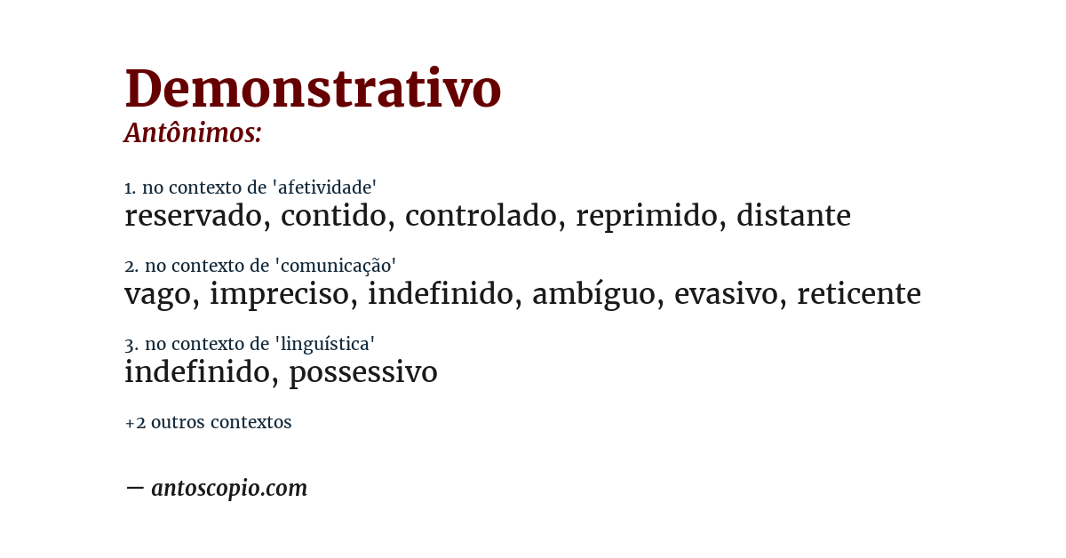 Antônimo de demonstrativo