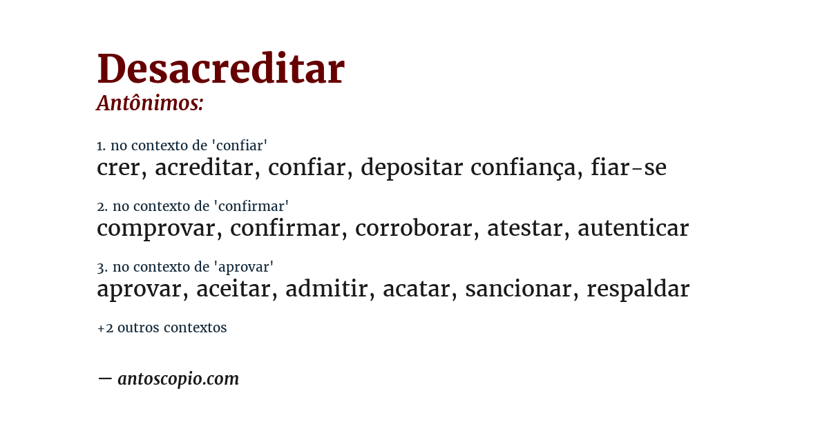 Antônimo de desacreditar