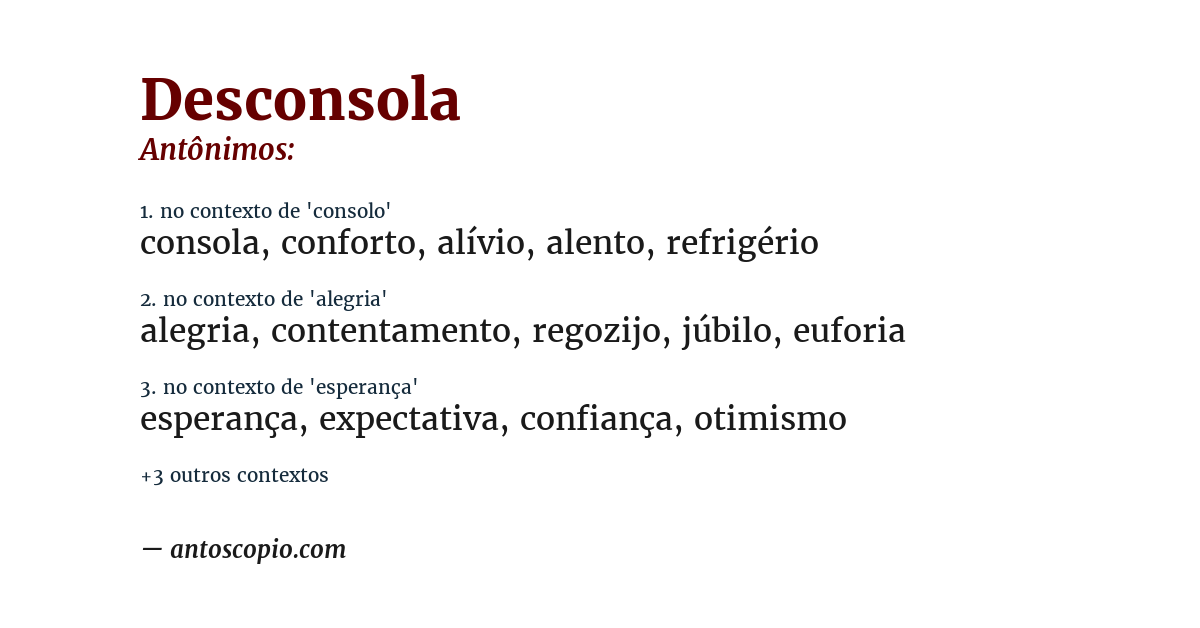 Antônimo de desconsola