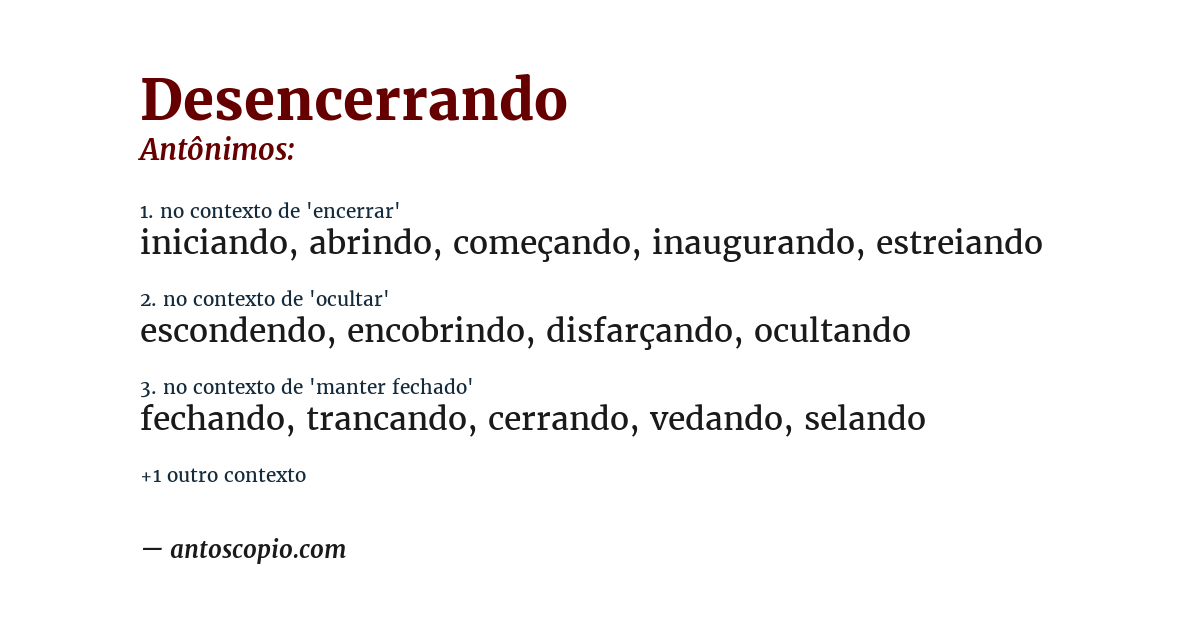 Antônimo de desencerrando