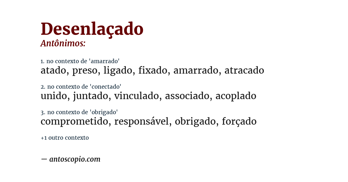 Antônimo de desenlaçado