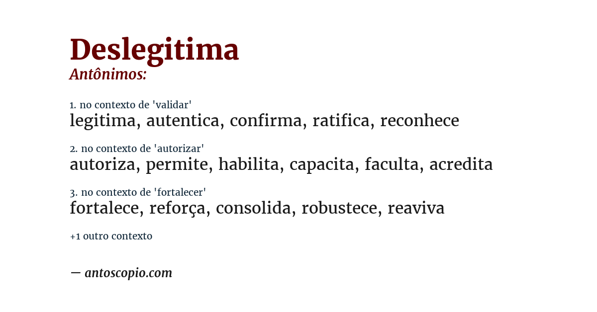 Antônimo de deslegitima