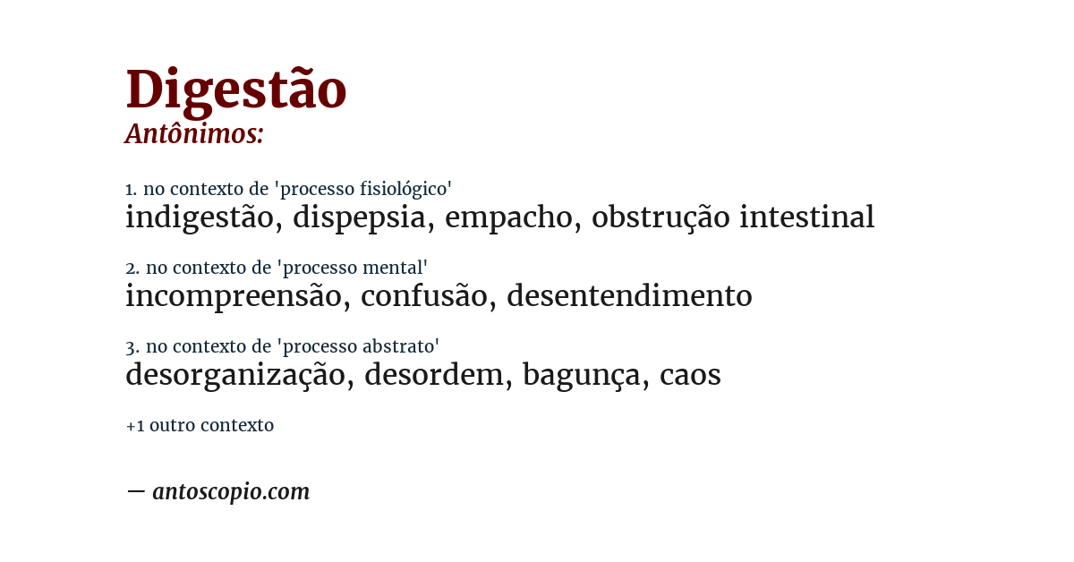 Antônimo de digestão