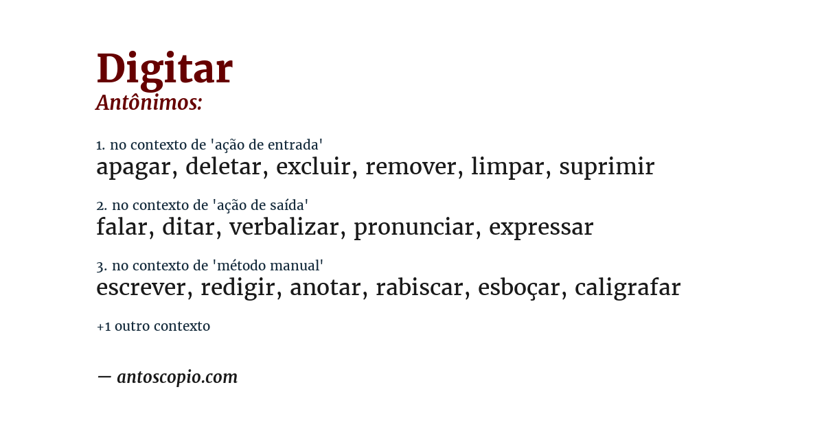 Antônimo de digitar