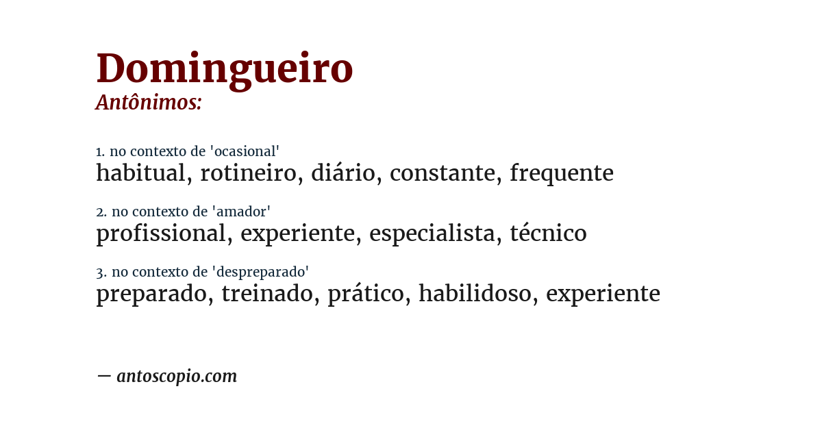 Antônimo de domingueiro