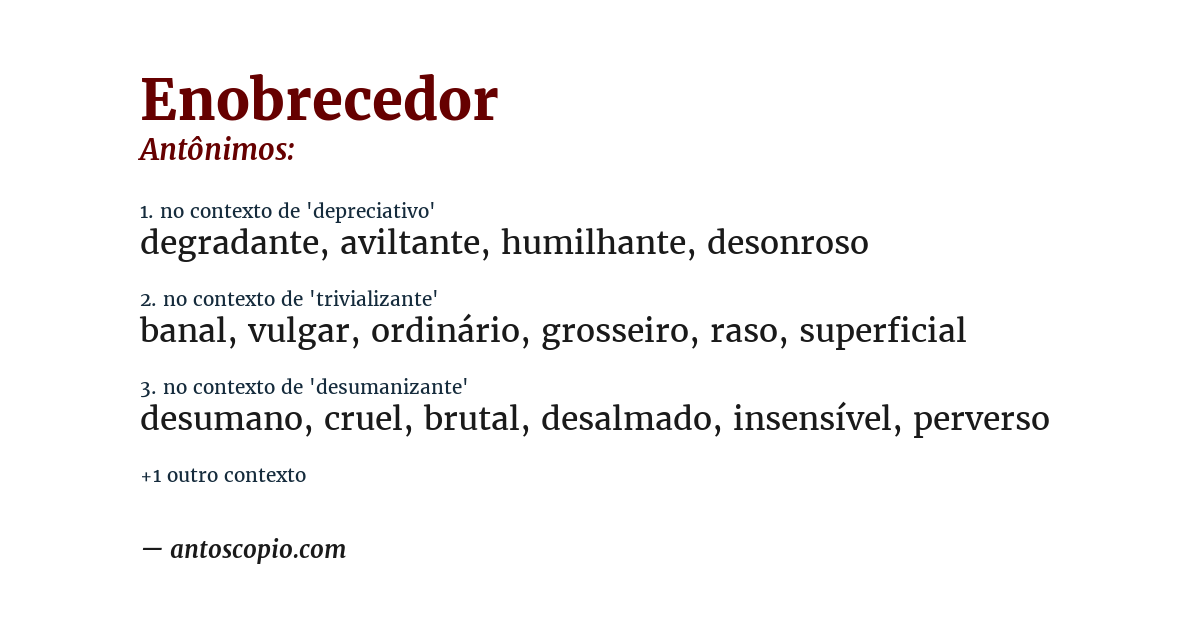 Antônimo de enobrecedor