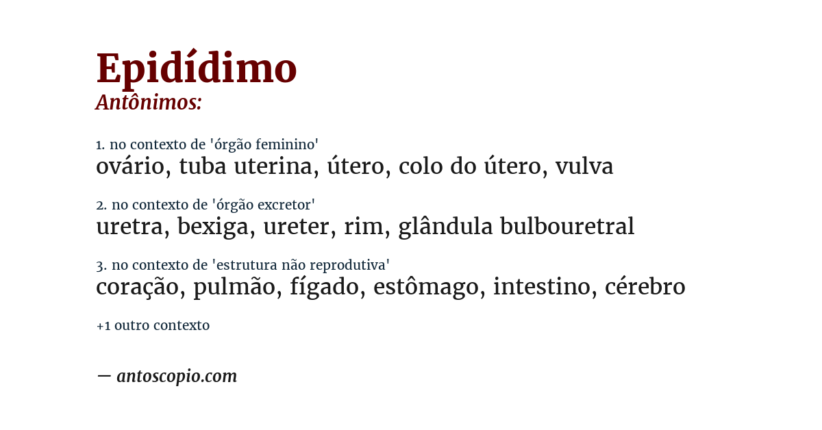 Antônimo de epidídimo