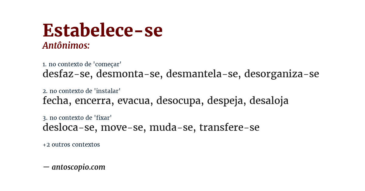 Antônimo de estabelece-se