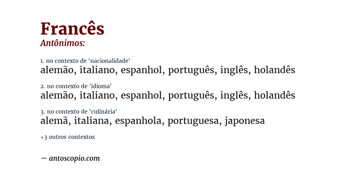 Antônimo de francês