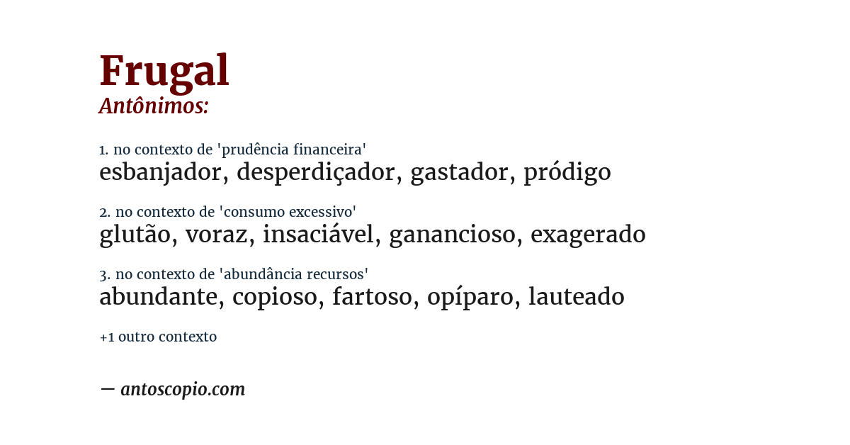 Antônimo de frugal