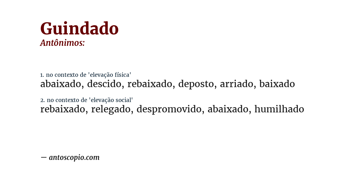 Antônimo de guindado