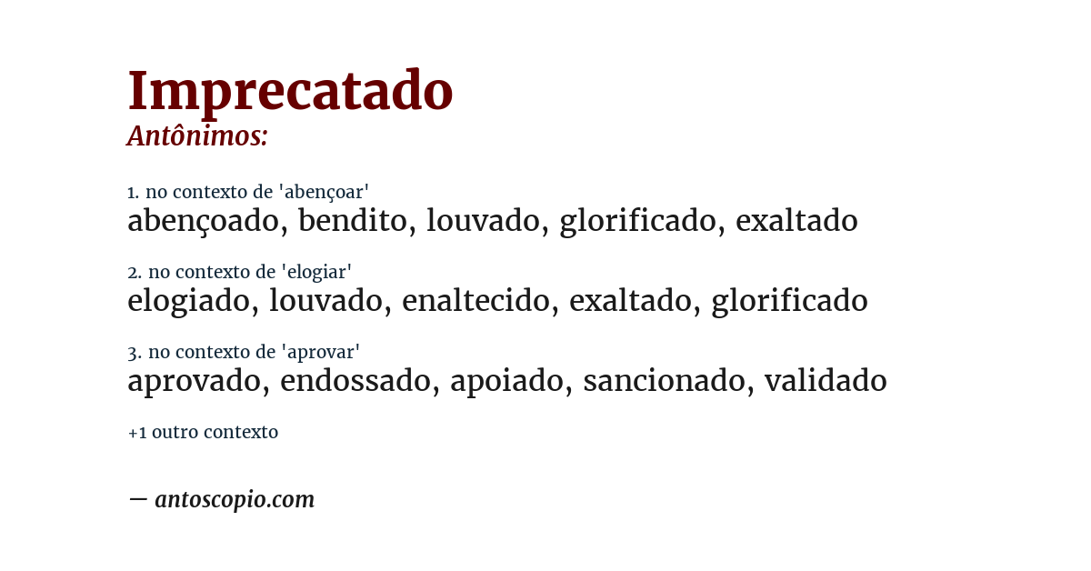 Antônimo de imprecatado